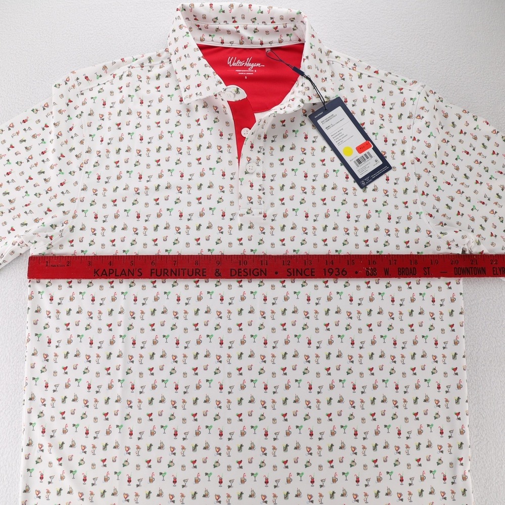 Walter Hagen Men P11 Performance Polo Shirt Jingle Juice Holiday White Small NWT - Picture 6 of 9